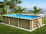 Piscine bois Altanka AQUA rectangulaire 6,1 x 2,85m H 1,31m liner bleu, sans dalle beton - Autre vue