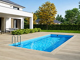 Piscine bois Altanka AQUA rectangulaire 6,1 x 2,85m H 1,31m liner bleu, sans dalle beton - Autre vue