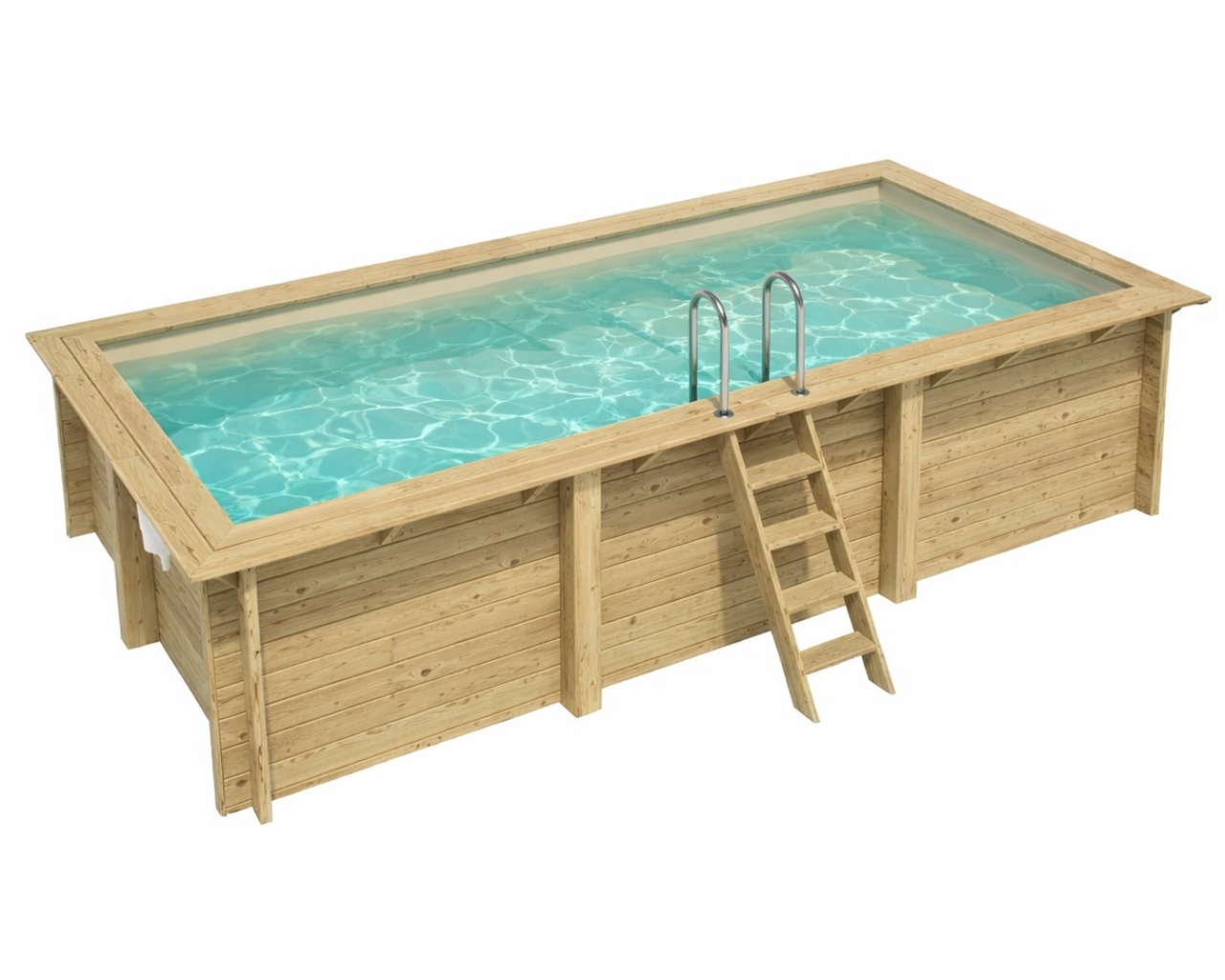 Piscine bois Altanka AQUA rectangulaire 6,1 x 2,85m H 1,31m liner sable, sans dalle beton