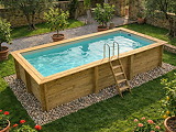 Piscine bois Altanka AQUA rectangulaire 6,1 x 2,85m H 1,31m liner sable, sans dalle beton - Autre vue
