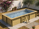 Piscine bois Altanka AQUA rectangulaire 6,1 x 2,85m H 1,31m liner gris, sans dalle beton - Autre vue