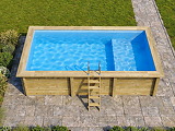 Piscine bois Altanka AQUA rectangulaire avec plage 6,1 x 2,85m H 1,31m liner bleu, sans dalle beton - Autre vue