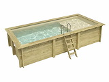 Piscine bois Altanka AQUA rectangulaire avec plage 6,1 x 2,85m H 1,31m liner sable, sans dalle beton