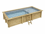 Piscine bois Altanka AQUA rectangulaire avec plage 6,1 x 2,85m H 1,31m liner gris, sans dalle beton
