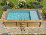Piscine bois Altanka AQUA rectangulaire avec plage 6,1 x 2,85m H 1,31m liner gris, sans dalle beton - Autre vue