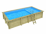 Piscine bois Altanka AQUA rectangulaire avec plage 7,0 x 3,75m H 1,45m liner bleu, ancrage beton - Autre vue