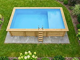 Piscine bois Altanka AQUA rectangulaire avec plage 7,0 x 3,75m H 1,45m liner bleu, ancrage beton - Autre vue