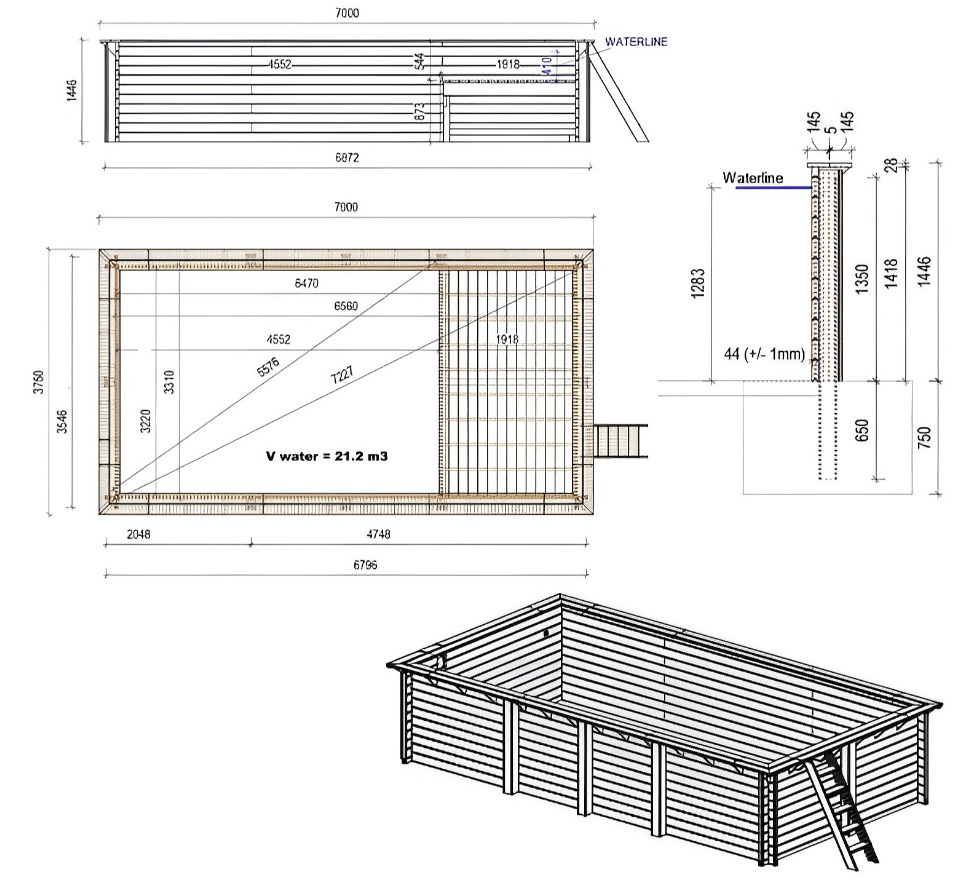 Le kit Altanka AQUA 7 x 3,75 m H 1,45 m comprend :