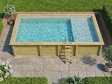 Piscine bois Altanka AQUA rectangulaire avec plage 7,0 x 3,75m H 1,45m liner gris, ancrage beton - Autre vue