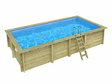 Piscine bois Altanka AQUA rectangulaire 7,0 x 3,75m H 1,45m liner bleu, pose sur dalle - Autre vue