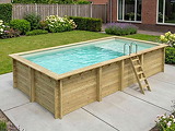 Piscine bois Altanka AQUA rectangulaire avec plage 7,0 x 3,75m H 1,45m liner sable, pose sur dalle - Autre vue