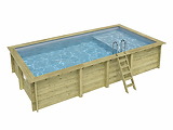 Piscine bois Altanka AQUA rectangulaire avec plage 7,0 x 3,75m H 1,45m liner gris, pose sur dalle - Autre vue