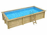Piscine bois Altanka AQUA rectangulaire 7,0 x 3,75m H 1,45m liner bleu, sans dalle beton