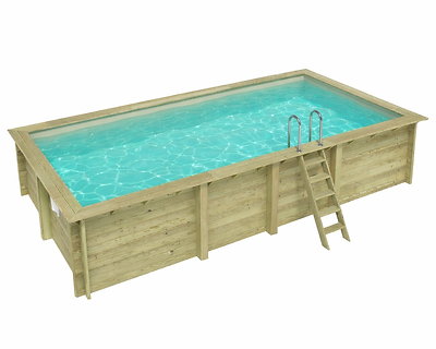 Piscine bois Altanka AQUA rectangulaire 7,0 x 3,75m H 1,45m liner sable, sans dalle béton