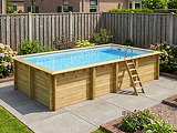 Piscine bois Altanka AQUA rectangulaire 7,0 x 3,75m H 1,45m liner gris, sans dalle beton - Autre vue