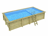 Piscine bois Altanka AQUA rectangulaire avec plage 7,0 x 3,75m H 1,45m liner bleu, sans dalle beton