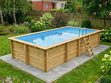 Piscine bois Altanka AQUA rectangulaire avec plage 7,0 x 3,75m H 1,45m liner bleu, sans dalle beton - Autre vue