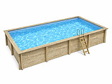 Piscine bois Altanka AQUA rectangulaire 8,5 x 4,35m H 1,45m liner bleu, ancrage beton - Autre vue