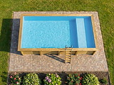 Piscine bois Altanka AQUA rectangulaire avec plage 8,5 x 4,35m H 1,45m liner bleu, ancrage beton - Autre vue