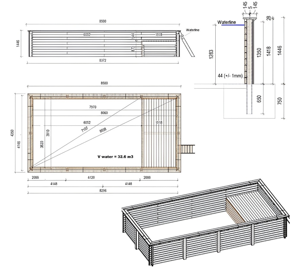Le kit Altanka AQUA 8,5 x 4,35 - H1,45 m comprend :