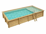 Piscine bois Altanka AQUA rectangulaire avec plage 8,5 x 4,35m H 1,45m liner sable, pose sur dalle - Autre vue