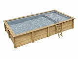 Piscine bois Altanka AQUA rectangulaire avec plage 8,5 x 4,35m H 1,45m liner gris, pose sur dalle - Autre vue