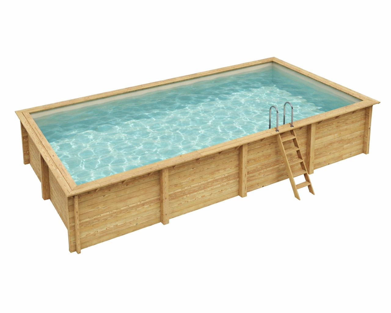 Piscine bois Altanka AQUA rectangulaire 8,5 x 4,35m H 1,45m liner sable, sans dalle beton