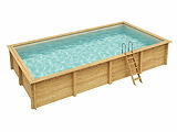 Piscine bois Altanka AQUA rectangulaire 8,5 x 4,35m H 1,45m liner sable, sans dalle beton