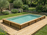 Piscine bois Altanka AQUA rectangulaire 8,5 x 4,35m H 1,45m liner sable, sans dalle beton - Autre vue