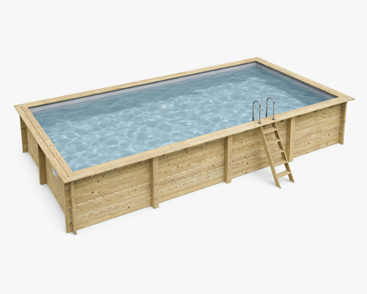 Piscine bois Altanka AQUA rectangulaire 8,5 x 4,35m H 1,45m liner gris, sans dalle beton