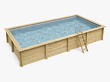 Piscine bois Altanka AQUA rectangulaire 8,5 x 4,35m H 1,45m liner gris, sans dalle beton