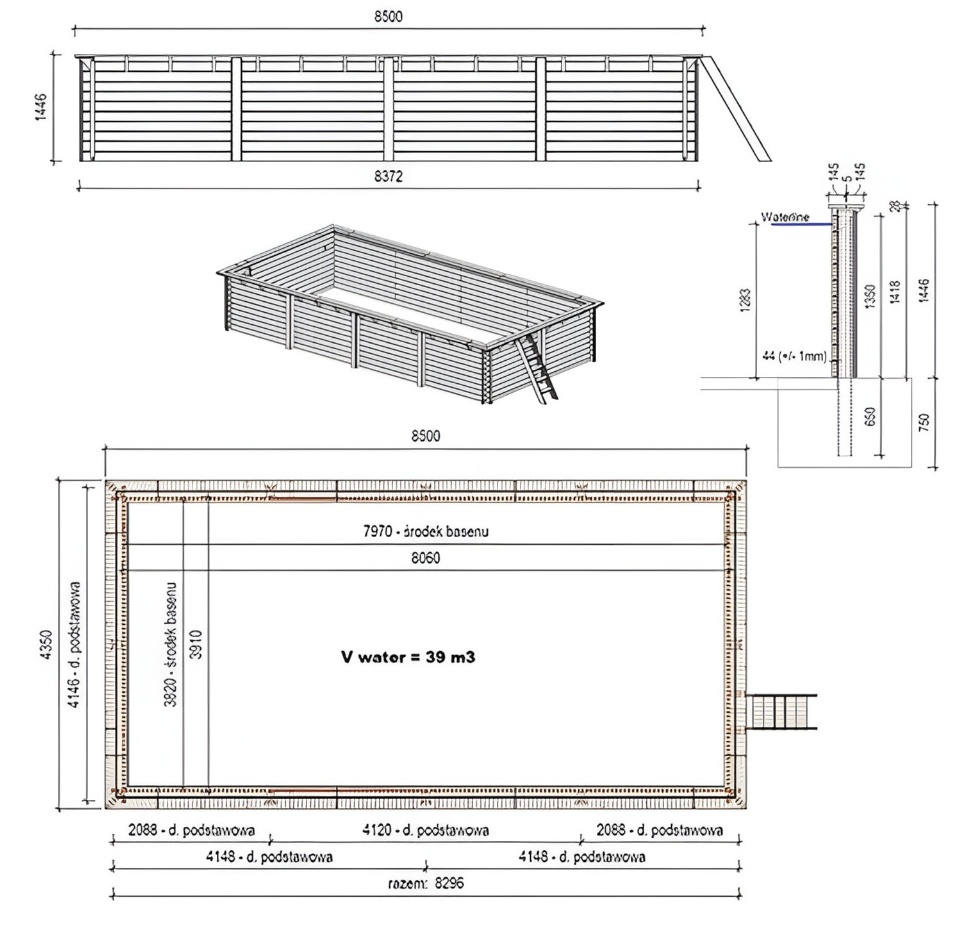 Le kit Altanka AQUA 8,5 x 4,35 m comprend :