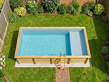 Piscine bois Altanka AQUA rectangulaire avec plage 8,5 x 4,35m H 1,45m liner gris, sans dalle beton - Autre vue
