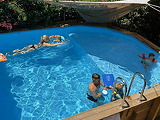 Piscine bois Altanka AQUA rectangulaire avec plage 8,5 x 4,35m H 1,45m liner gris, sans dalle beton - Autre vue