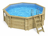 Piscine bois Altanka CORAL octogonale 3,25 x 3,25m H 1,18m liner bleu sans dalle beton