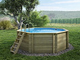 Piscine bois Altanka CORAL octogonale 3,25 x 3,25m H 1,18m liner bleu sans dalle beton - Autre vue