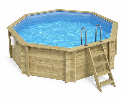 Piscine bois Altanka CORAL octogonale 3,25 x 3,25m H 1,18m liner bleu sans dalle béton