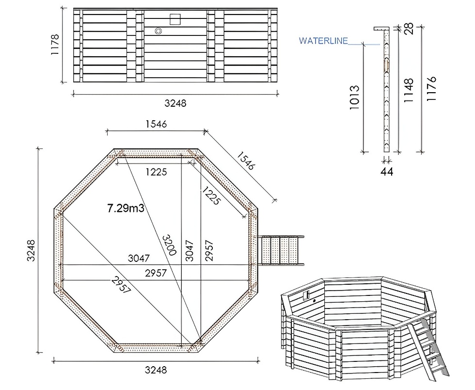 Le kit Altanka CORAL 325 x 325 x 118 cm comprend :