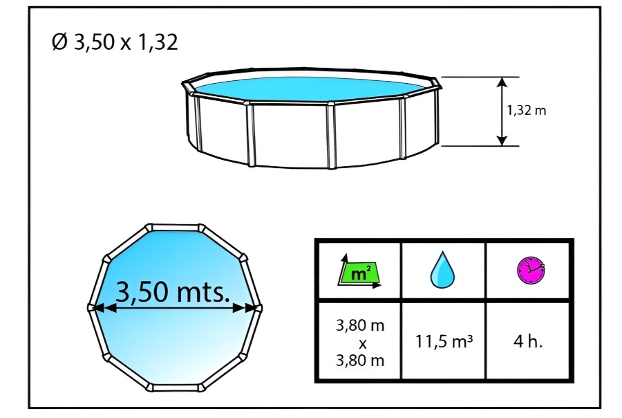 Le kit TOI MAGNUM COMPACT ANTHRACITE Ø350x132cm comprend :