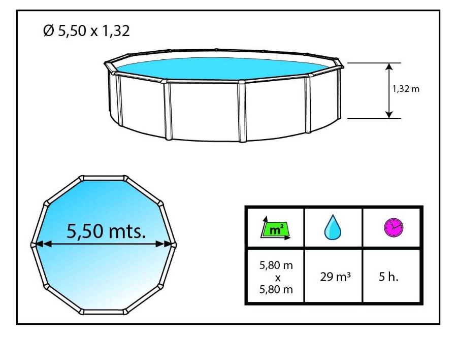 Le kit piscine hors-sol TOI ANTHRACITE MAGNUM COMPACT comprend :