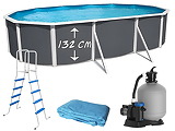 Piscine hors-sol acier Toi ANTHRACITE MAGNUM ovale 640 x 366cm H 132cm liner bleu