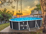 Piscine hors-sol acier Toi ANTHRACITE MAGNUM ovale 640 x 366cm H 132cm liner bleu - Autre vue