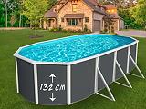 Piscine hors-sol acier Toi ANTHRACITE MAGNUM ovale 730 x 366cm H 132cm liner bleu - Autre vue