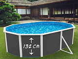 Piscine hors-sol acier Toi ANTHRACITE MAGNUM Secu ovale 550 x 366cm H 132cm liner bleu - Autre vue