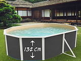 Piscine hors-sol acier Toi ANTHRACITE MAGNUM ovale 550 x 366cm H 132cm liner sable - Autre vue