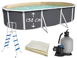 Piscine hors-sol acier Toi ANTHRACITE MAGNUM ovale 640 x 366cm H 132cm liner sable