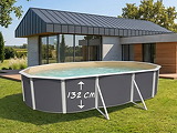 Piscine hors-sol acier Toi ANTHRACITE MAGNUM ovale 640 x 366cm H 132cm liner sable - Autre vue
