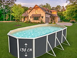 Piscine hors-sol acier Toi ANTHRACITE MAGNUM ovale 915 x 457cm H 132cm liner sable - Autre vue