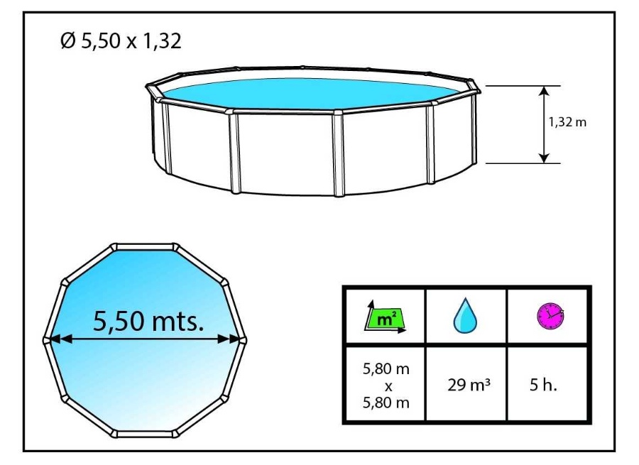 Le kit TOI ANTHRACITE MAGNUM Ø 550 x 132 cm comprend :
