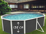 Piscine hors-sol acier Toi ANTHRACITE MAGNUM ovale 550 x 366cm H 132cm liner gris - Autre vue